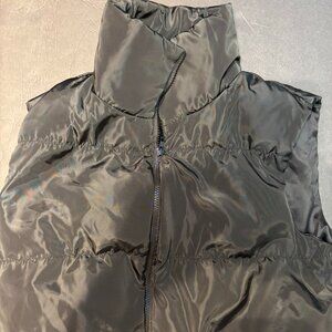 Women’s Black Cropped Puffer Vest – Cozy Down, Lightweight, Size M